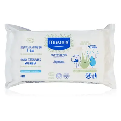 Mustela BIO Organic Cotton Wipes vlhčené ubrousky pro děti 60 ks