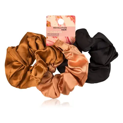 Revolution Haircare Satin Scrunchie gumičky do vlasů odstín Black/Blush/Nude 3 ks