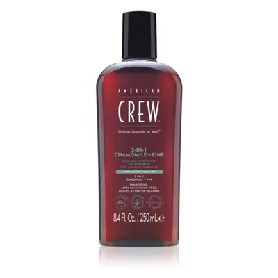 American Crew 3 in 1 Chamimile + Pine 3 v 1 šampon, kondicionér a sprchový gel pro muže 250 ml