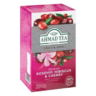 Ahmad Tea Rosehip, Hibiscus & Cherry ovocný čaj s ibiškem příchuť Rosehip, Hibiscus & Cherry 20x