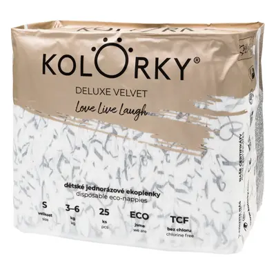 Kolorky Deluxe Velvet Love Live Laugh jednorázové EKO pleny velikost S 3-6 Kg 25 ks