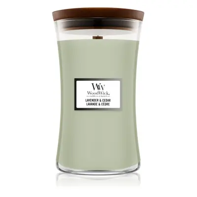 Woodwick Lavender & Cedar vonná svíčka s dřevěným knotem 610 g