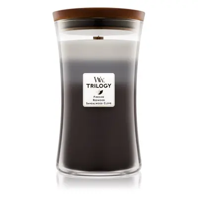 Woodwick Trilogy Warm Woods vonná svíčka s dřevěným knotem 609,5 g