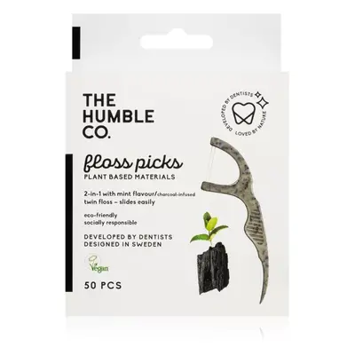 The Humble Co. Floss Picks dentální párátka Charcoal 50 ks