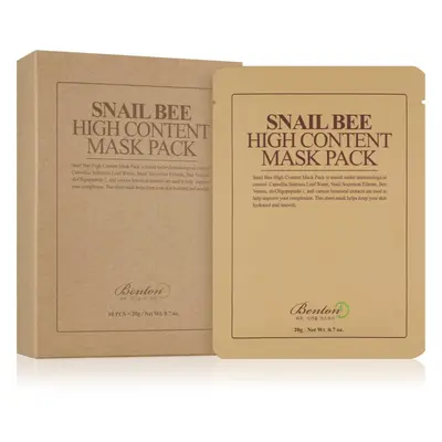 Benton Snail Bee plátýnková maska pro kompletní péči s hlemýždím extraktem 10 × 20 g