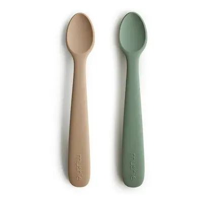 Mushie Silicone Feeding Spoons lžička Dried Thyme/Natural 2 ks