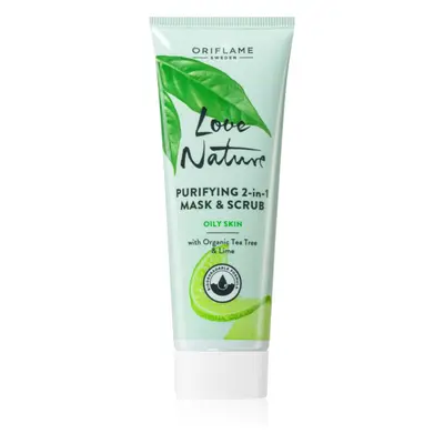 Oriflame Love Nature Organic Tea Tree & Lime čisticí maska a peeling pro mastnou pleť 75 ml