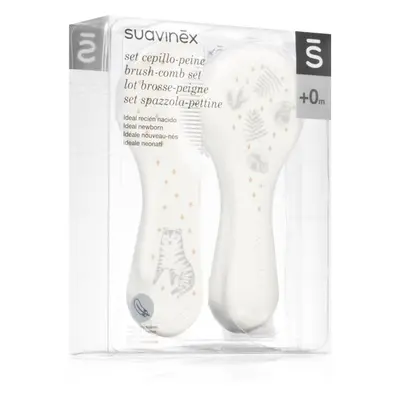 Suavinex Tigers Brush-comb Set sada pro děti od narození Grey 2 ks