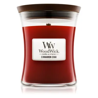 Woodwick Cinnamon Chai vonná svíčka s dřevěným knotem 275 g