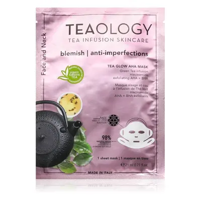 Teaology Tea Glow Blemish AHA Purifying Mask plátýnková maska s čisticím a osvěžujícím účinkem n