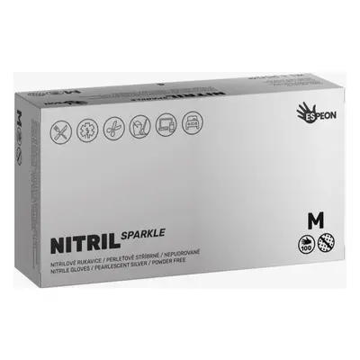 Espeon Nitril Sparkle Pearlescent Silver nitrilové nepudrované rukavice velikost M 2x50 ks