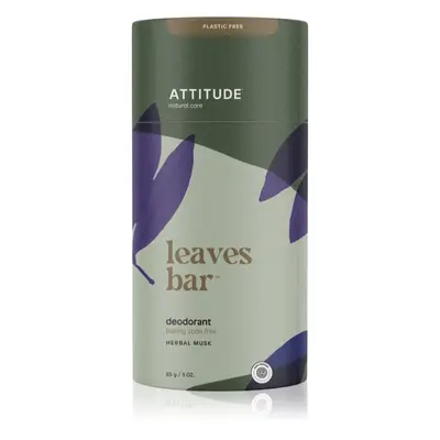 Attitude Leaves Bar Deodorant tuhý deodorant bez obsahu hliníkových solí Herbal Musk 85 g