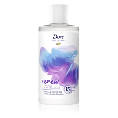 Dove Bath Therapy Renew sprchový a koupelový gel Wild Violet & Pink Hibiscus 400 ml