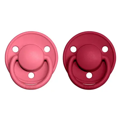 BIBS De Lux Natural Rubber Size 2: 6+ months dudlík Coral / Ruby 2 ks