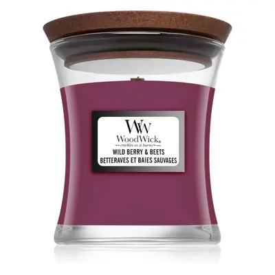 Woodwick Wild Berry & Beets vonná svíčka s dřevěným knotem 85 g