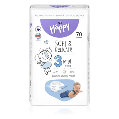 BELLA Baby Happy Soft&Delicate Size 3 MIdi jednorázové pleny 5-9 kg 70 ks