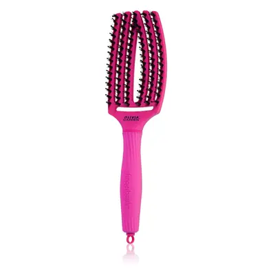 Olivia Garden Fingerbrush ThinkPink plochý kartáč s nylonovými a kančími štětinami Neon Pink 1 k