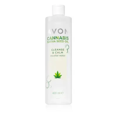 Avon Cannabis Sativa Oil Cleanse & Calm odličovací micelární voda se zklidňujícím účinkem 400 ml