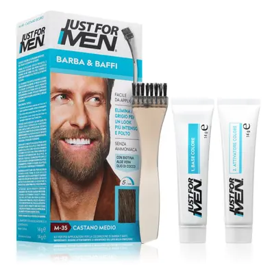 Just for Men Men Moustache & Beard barva na vousy pro zakrytí šedin pro muže M-35 Mid Grey 1 ks