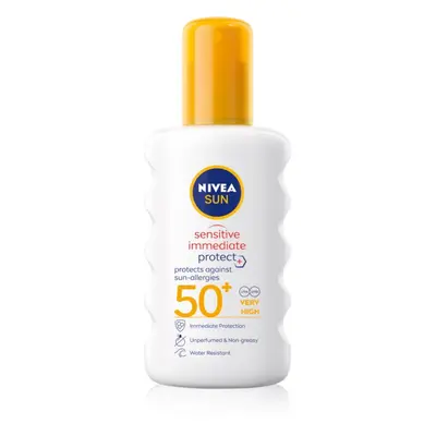 Nivea Sun Protect & Sensitive sprej na opalování Sensitive SPF 50+ 200 ml