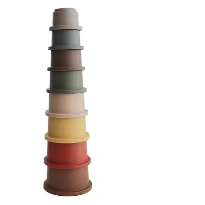 Mushie Stacking Cups Toy hračka 3 v 1 Retro 8 ks