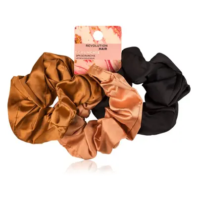 Revolution Haircare Satin Scrunchie gumičky do vlasů odstín Black/Blush/Nude 3 ks