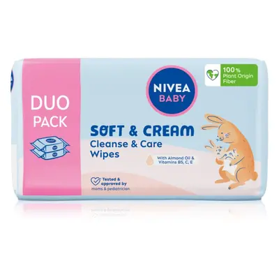 NIVEA BABY Soft & Cream dětské jemné vlhčené ubrousky 2x57 ks