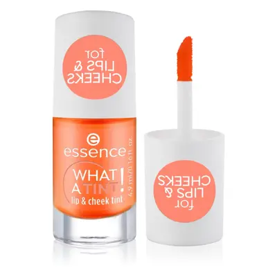 essence WHAT A TINT! tekutá tvářenka a lesk na rty odstín 03 Peachy Vibes 4.9 ml