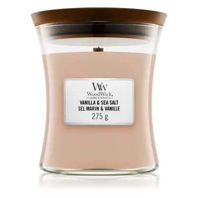 Woodwick Vanilla & Sea Salt vonná svíčka s dřevěným knotem 275 g