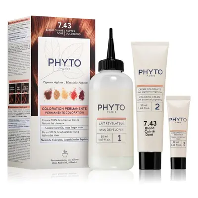 Phyto Color barva na vlasy s rostlinnými extrakty odstín 7.43 Copper Golden Blonde 3 ks