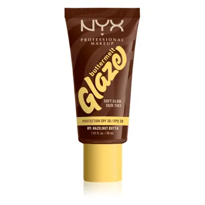 NYX Professional Makeup Buttermelt Glaze rozjasňující tónovací fluid SPF 30 odstín 09 Hazelnut B