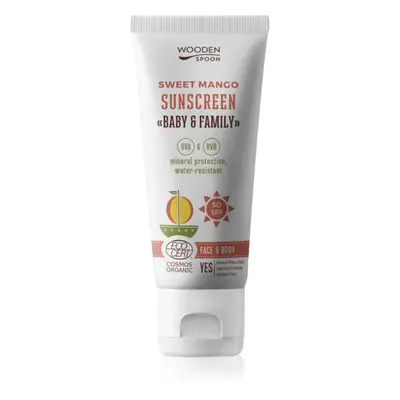 WoodenSpoon Baby & Family Sweet Mango ochranné opalovací mléko pro celou rodinu SPF 50 100 ml