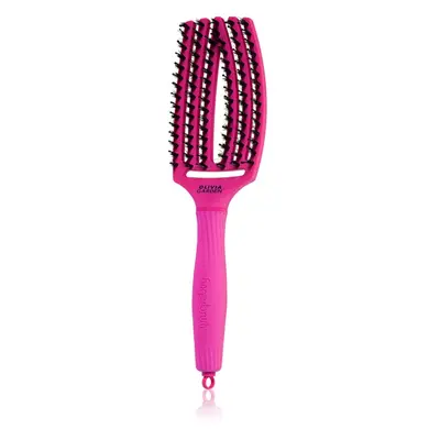 Olivia Garden Fingerbrush ThinkPink plochý kartáč s nylonovými a kančími štětinami Neon Pink 1 k