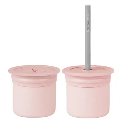 Minikoioi Sip+Snack Set jídelní sada pro děti Pinky Pink / Powder Grey 1 ks