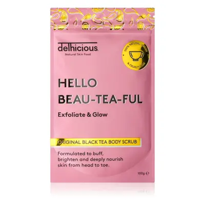 delhicious HELLO BEAU-TEA-FUL ORIGINAL BLACK TEA vyhlazující tělový peeling 100 g