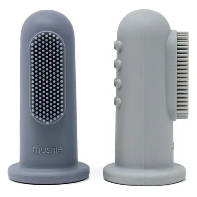 Mushie Finger Toothbrush dětský zubní kartáček na prst Tradewinds/Stone 2 ks