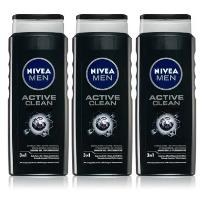 NIVEA MEN Active Clean sprchový gel pro muže výhodné balení 3 x 500 ml