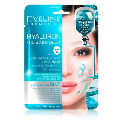 Eveline Cosmetics Hyaluron Moisture Pack super hydratační zklidňující textilní maska 1 ks