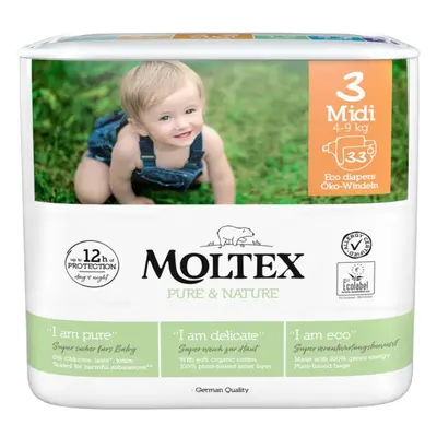 Moltex Pure & Nature Midi Size 3 jednorázové EKO pleny 4-9 kg 33 ks