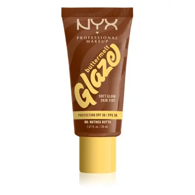 NYX Professional Makeup Buttermelt Glaze rozjasňující tónovací fluid SPF 30 odstín 08 Nutmeg But