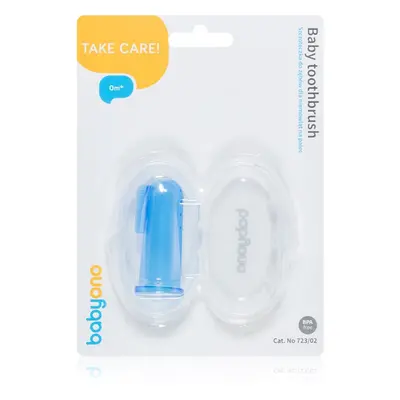 BabyOno Take Care First Toothbrush dětský zubní kartáček na prst s pouzdrem Blue 1 ks