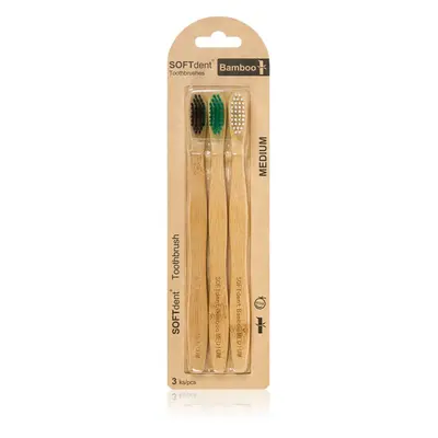 SOFTdent Bamboo Medium - 3 pack bambusový zubní kartáček 3 ks