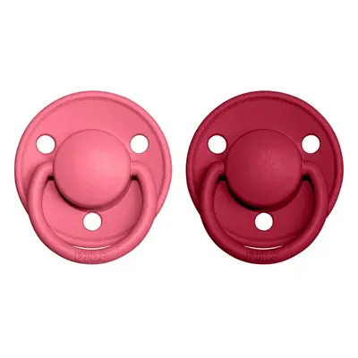 BIBS De Lux Natural Rubber Size 2: 6+ months dudlík Coral / Ruby 2 ks