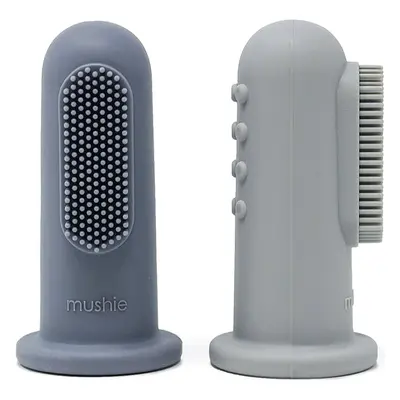 Mushie Finger Toothbrush dětský zubní kartáček na prst Tradewinds/Stone 2 ks