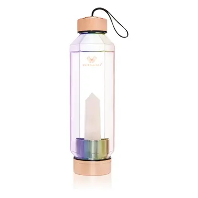 Crystallove Crystal Water Bottle skleněná láhev na vodu Hexagon Hologram - Rose Quartz 650 ml