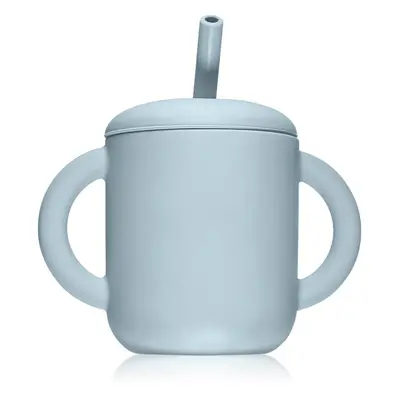 Mushie Training Cup with Straw hrnek s brčkem Powder-blue 175 ml