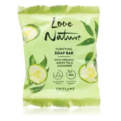 Oriflame Love Nature Green Tea & Cucumber tuhé mýdlo s kyselinou mléčnou 75 g