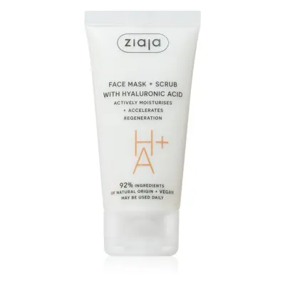 Ziaja Face Mask + Scrub with Hyaluronic Acid peelingová maska 55 ml