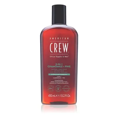 American Crew 3 in 1 Chamimile + Pine 3 v 1 šampon, kondicionér a sprchový gel pro muže 450 ml