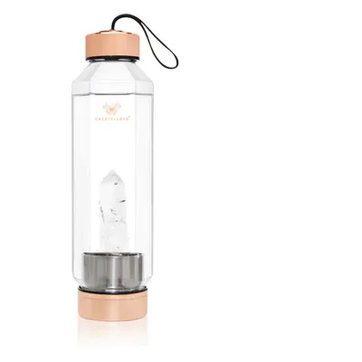 Crystallove Crystal Water Bottle skleněná láhev na vodu Hexagon-Clear Quartz 650 ml